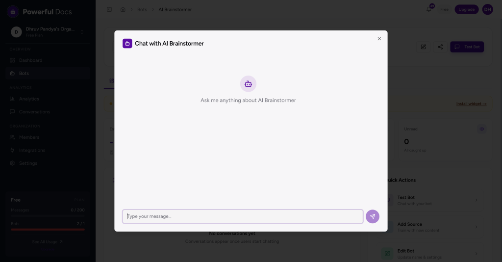 Creating Your First Bot test bot